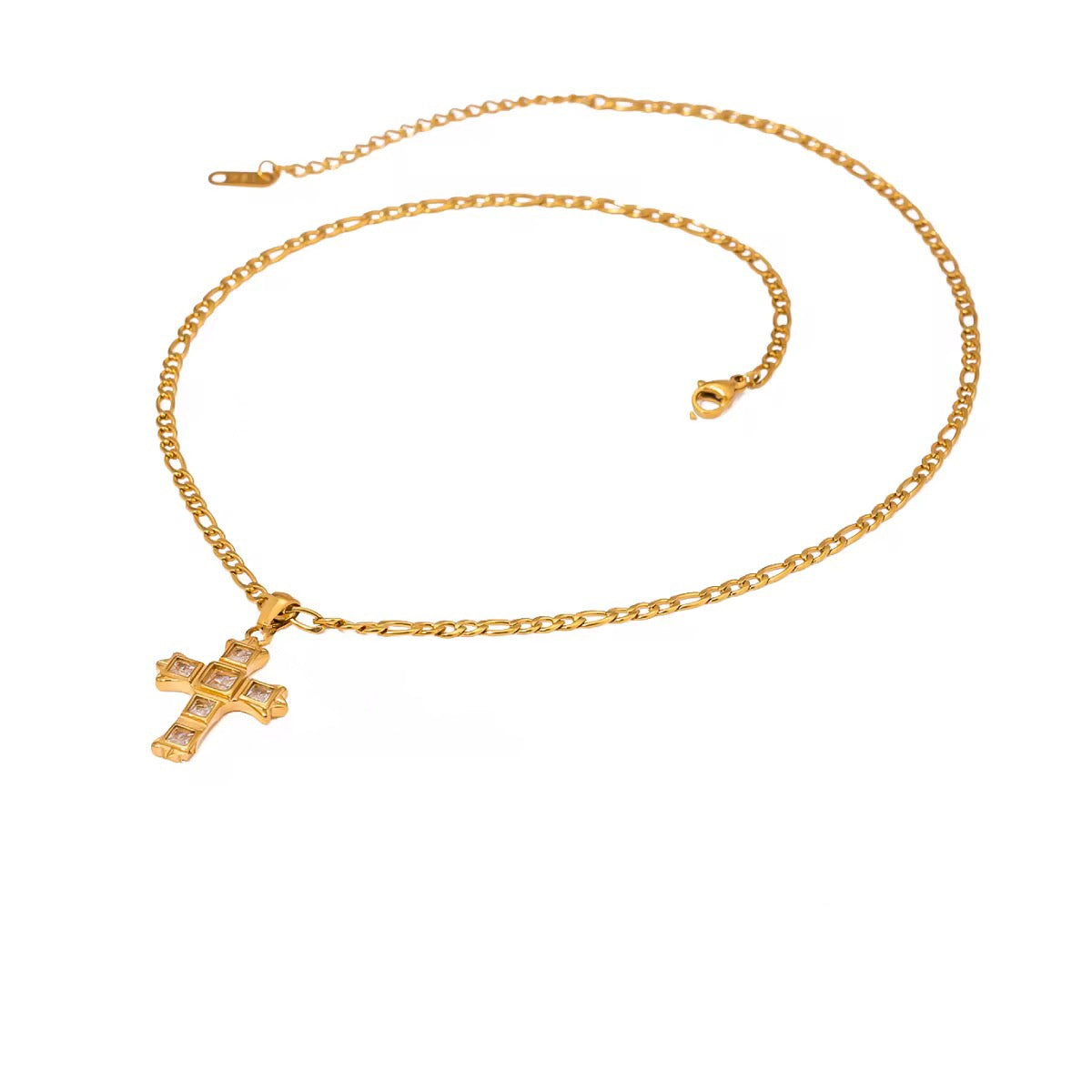 Square Zirconia Cross Necklace
