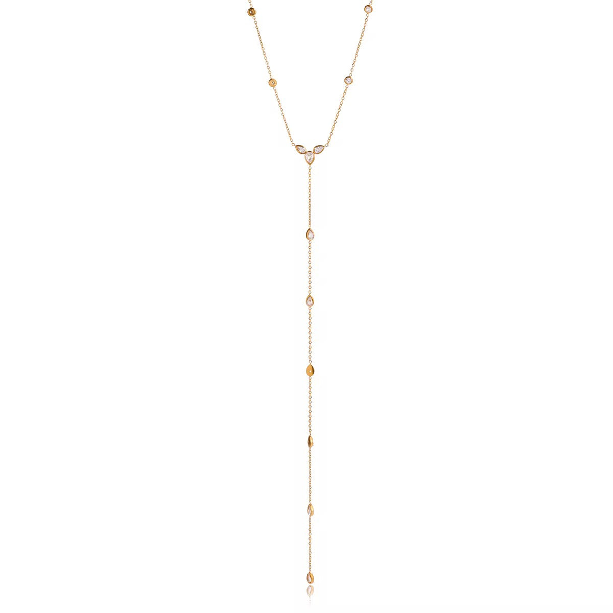 Leaf Zirconia Y Shape Necklace