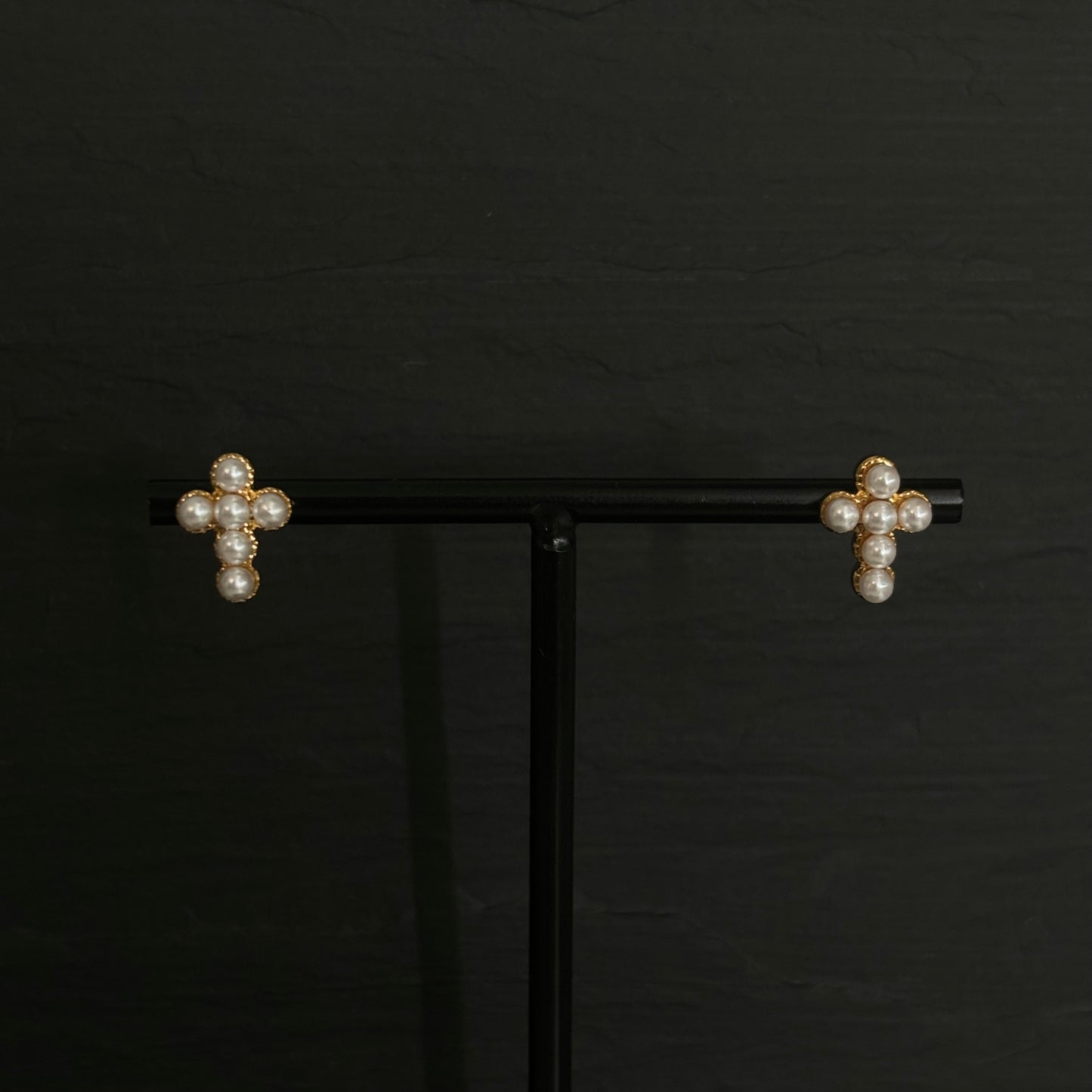 Cross Pearl Studs