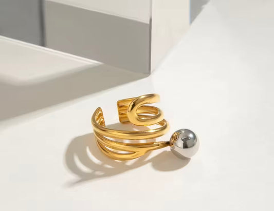 Two Tone Bottom Ball Ring