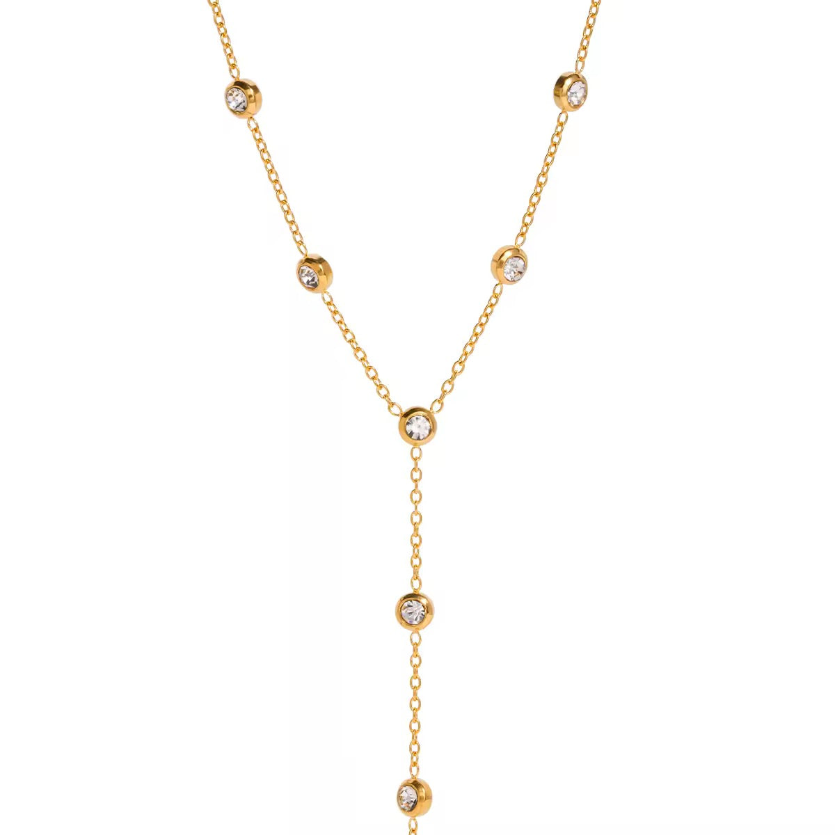 Long Zirconia Y shape Necklace