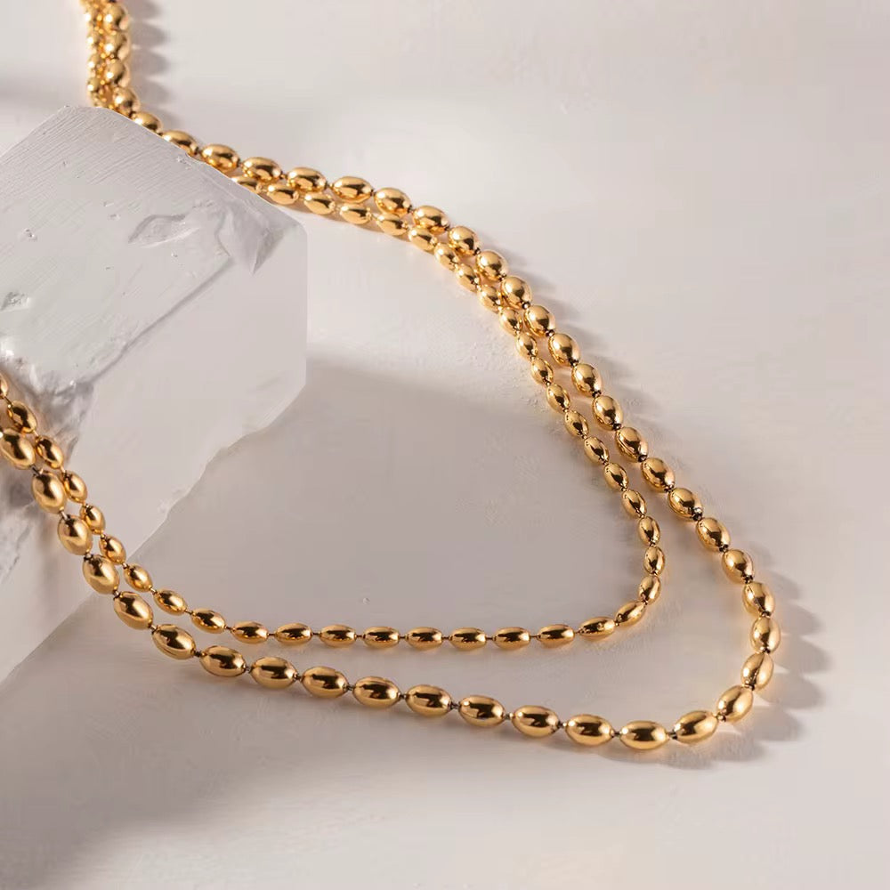 Double Oval Beaded Necklace