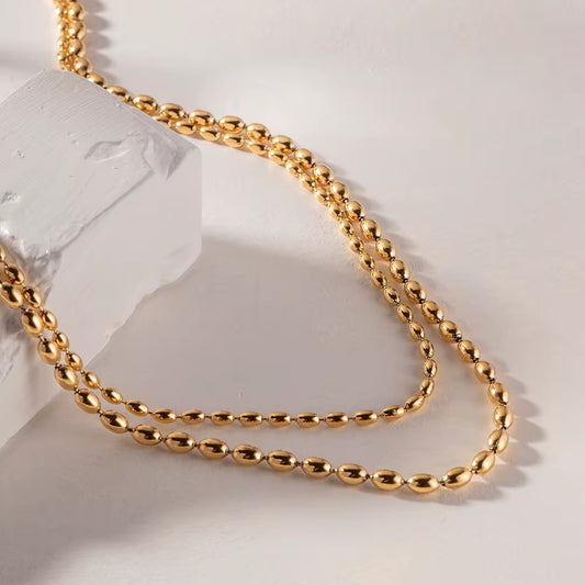 Double Oval Beaded Necklace