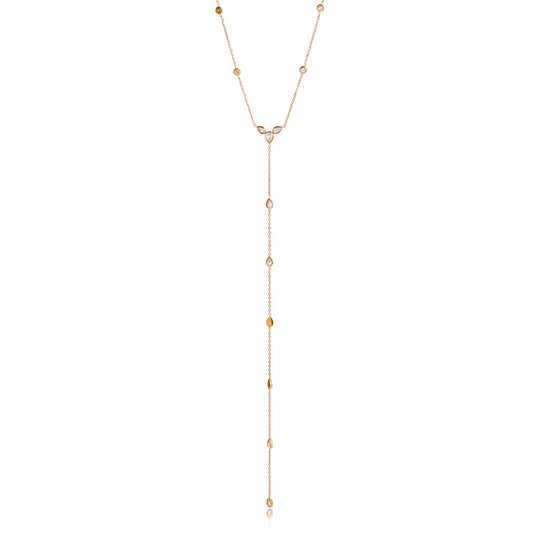 Leaf Zirconia Y Shape Necklace
